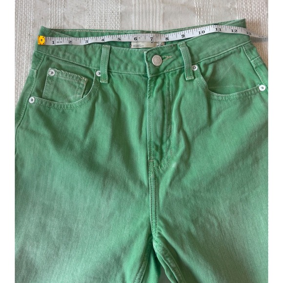 We The Free People High-Rise Straight Leg Jeans Size 26 Green 5 Pocket EUC - Picture 15 of 16